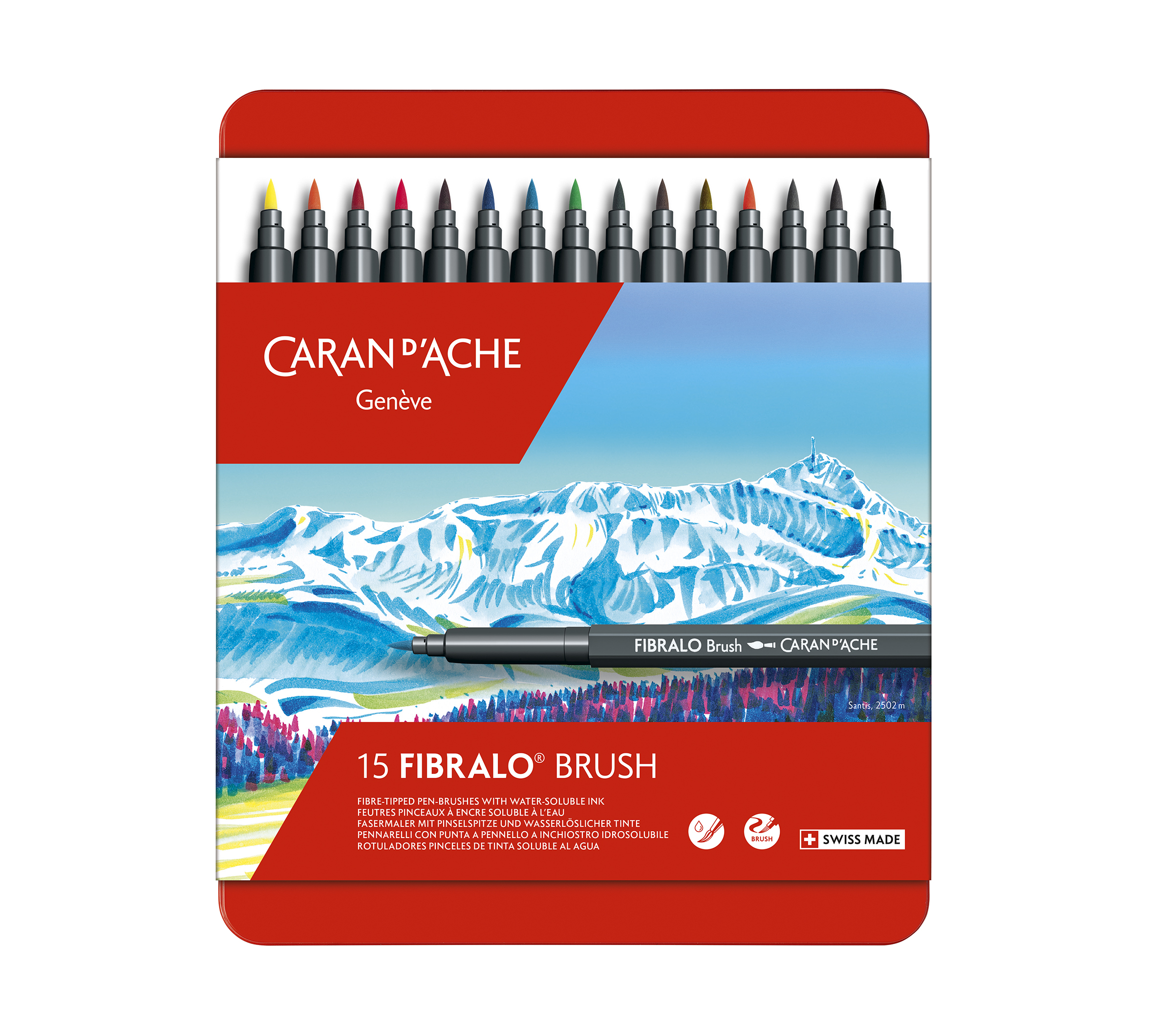 Fibralo Brush Assortment-metal tin - 15  pcs.