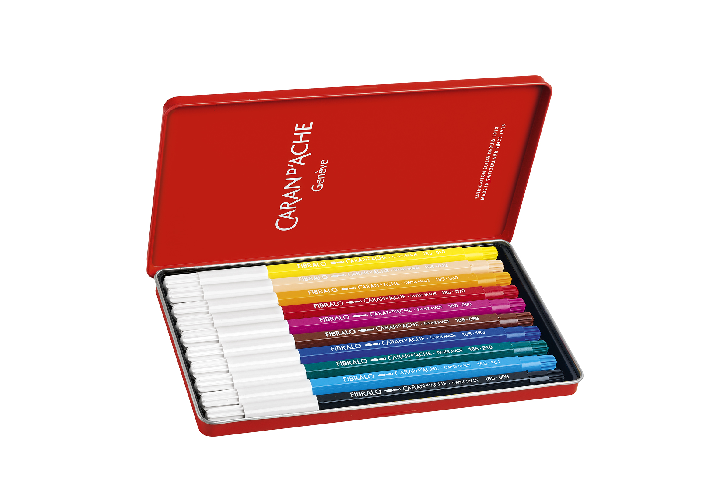 Fibralo, metal box 10 fibre pens assorted