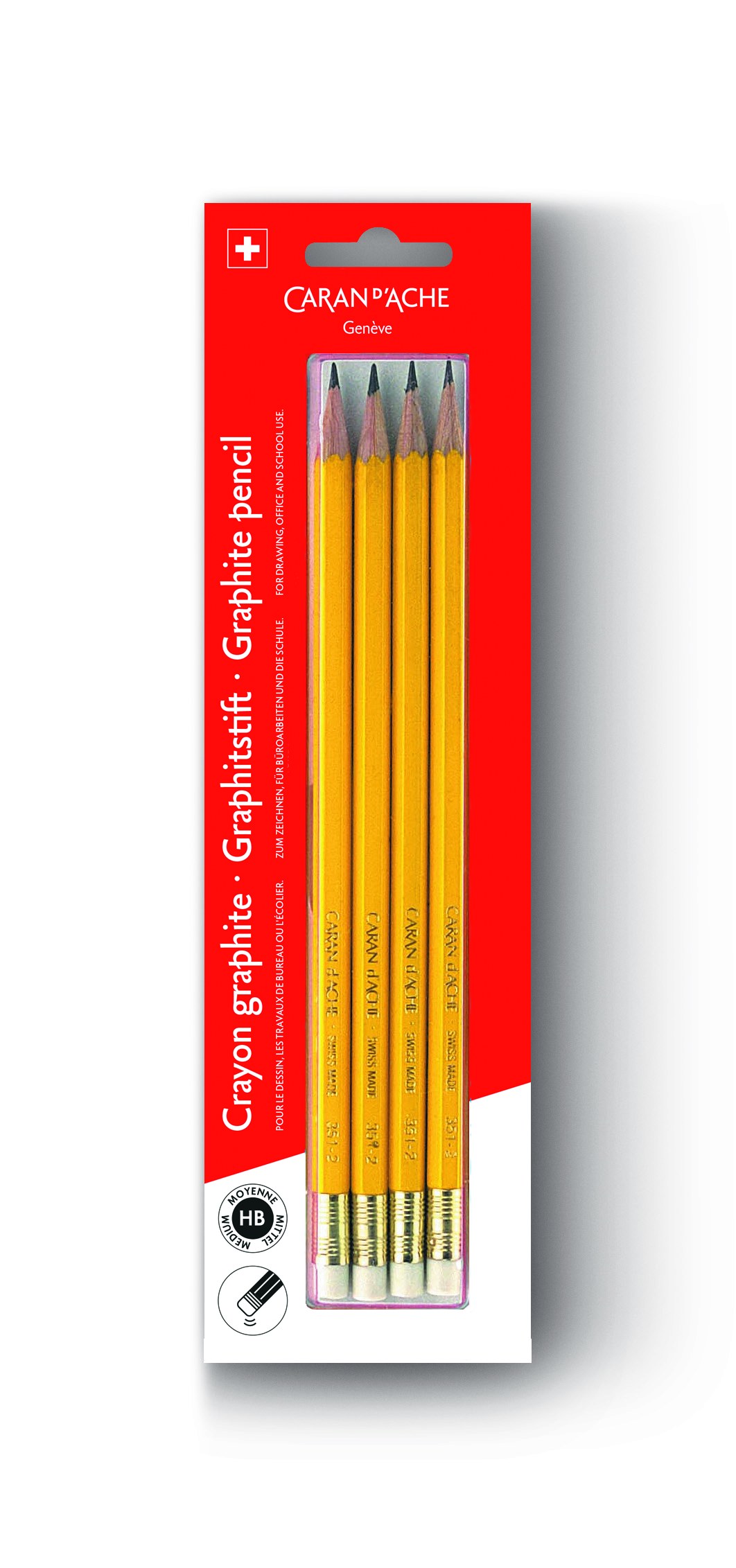 School Graphite Pencils with eraser 4 pk Blister