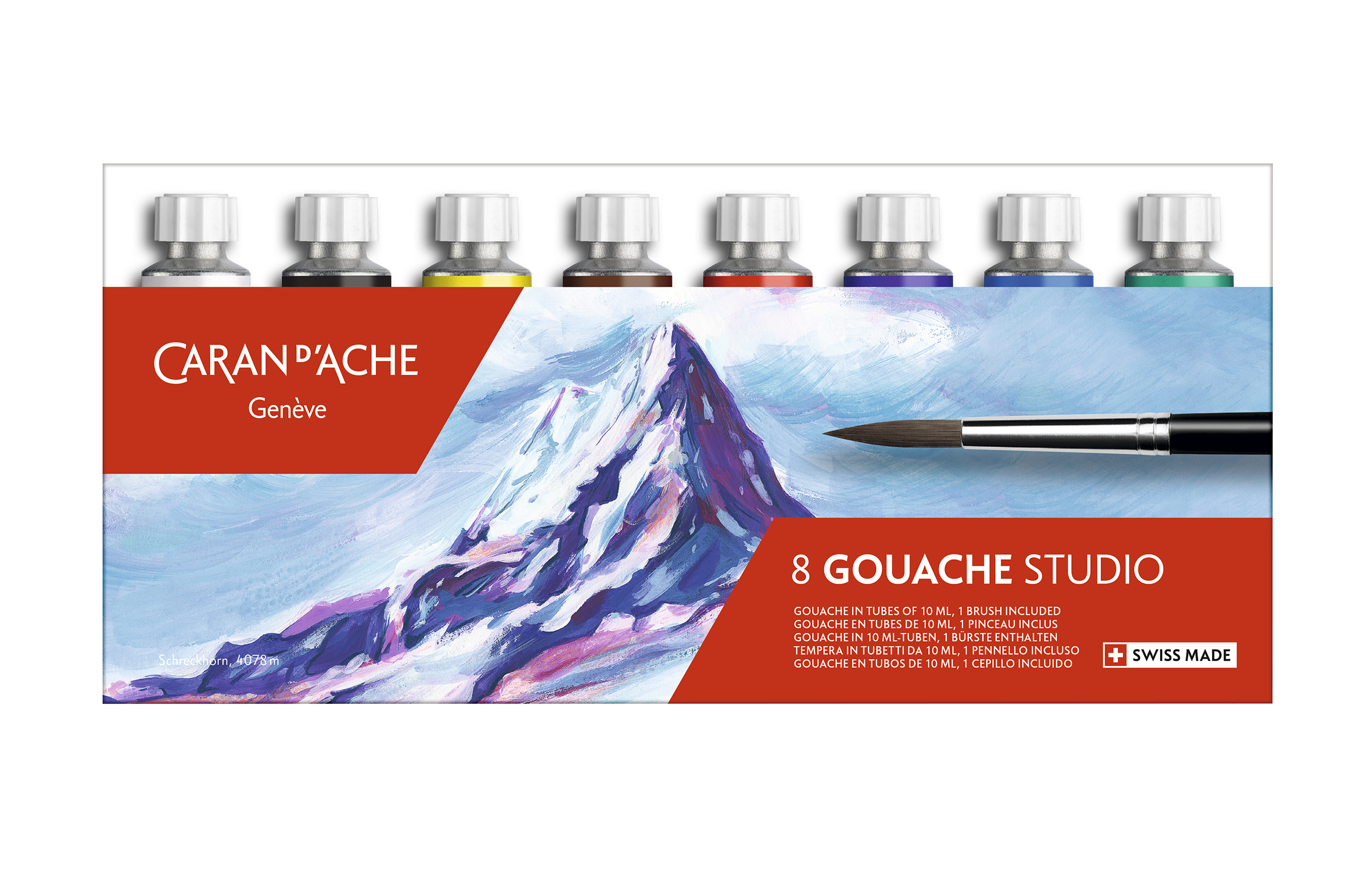 Gouache tubes, 8 assorted colors