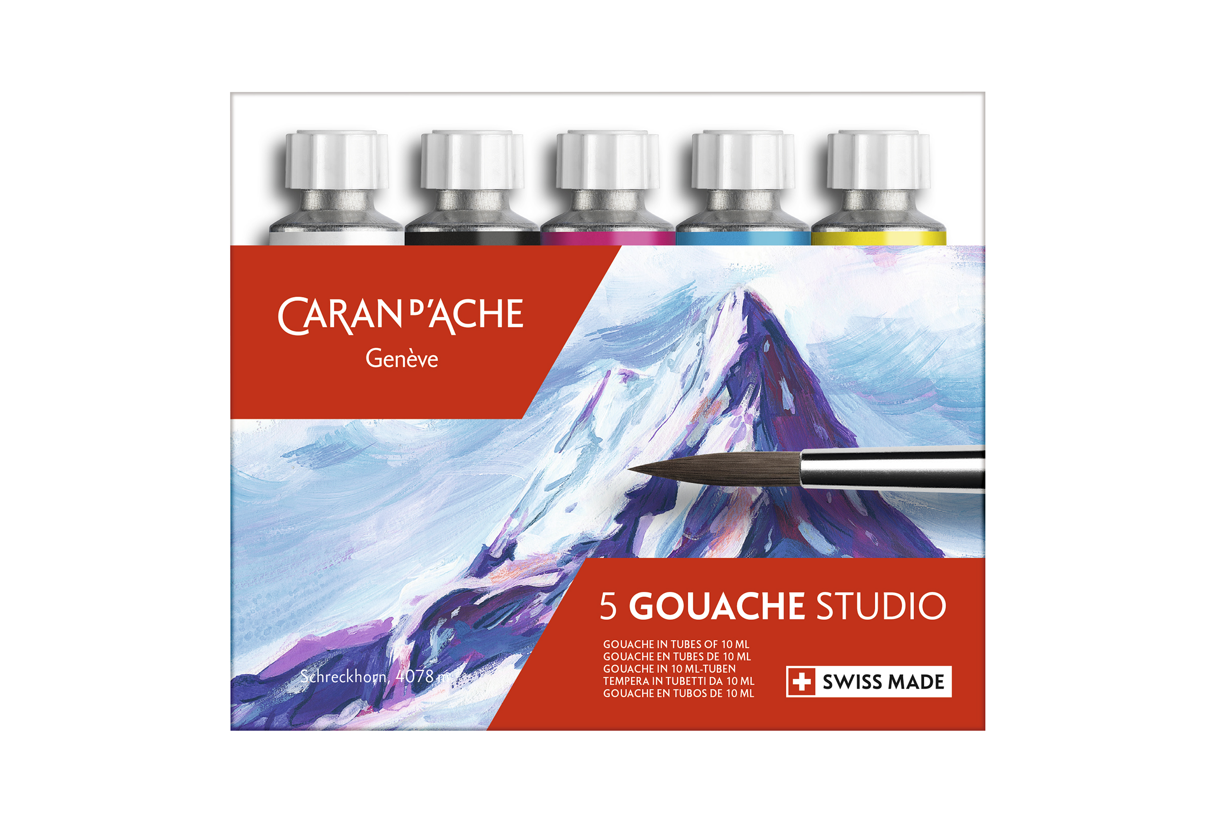 Gouache Tube 10ml--3 primary colors plus black and white