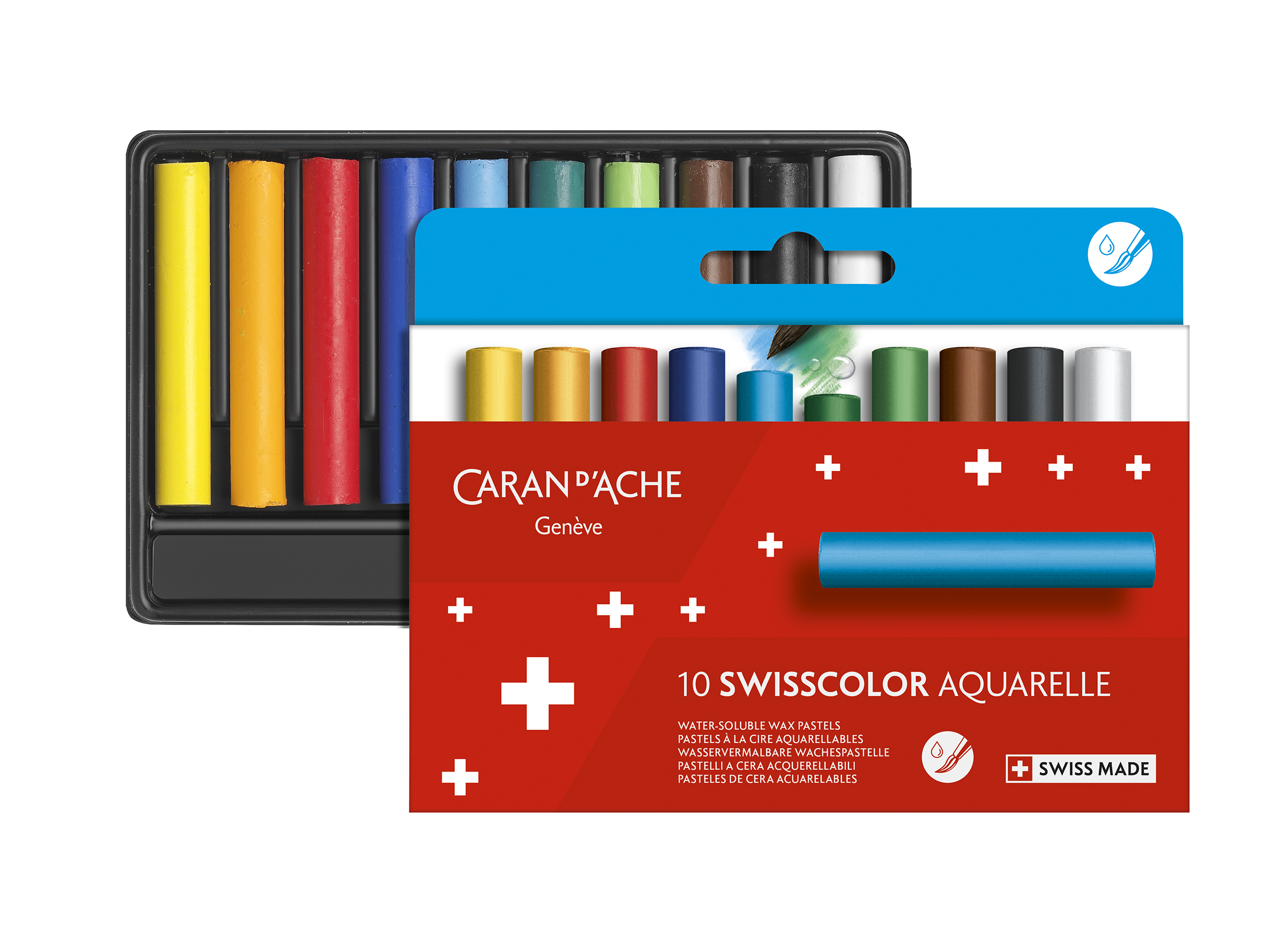Swisscolor Watersoluble 1/2 wax color pastel - 10 assorted colors