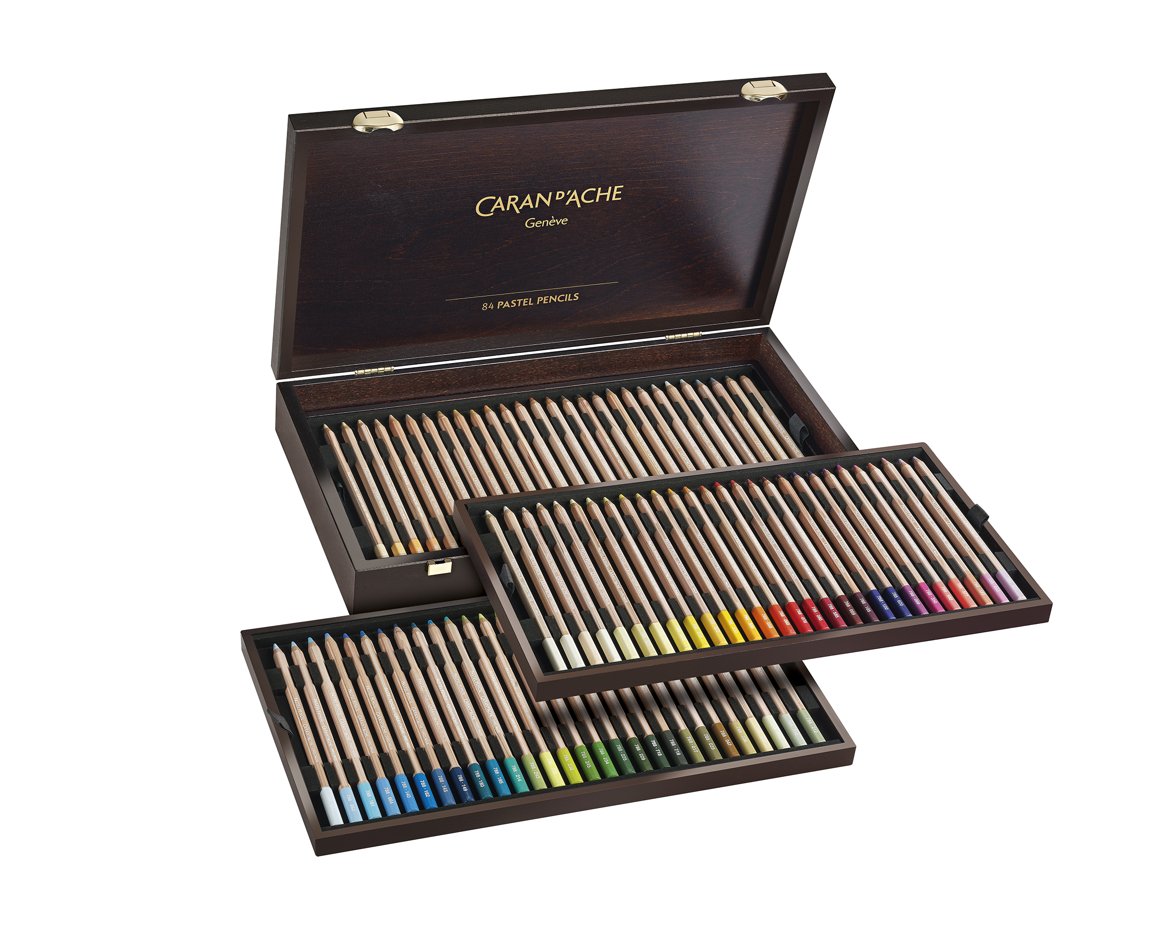 Wooden box Pastel Pencils - 84 colors- Prop 65 sticker