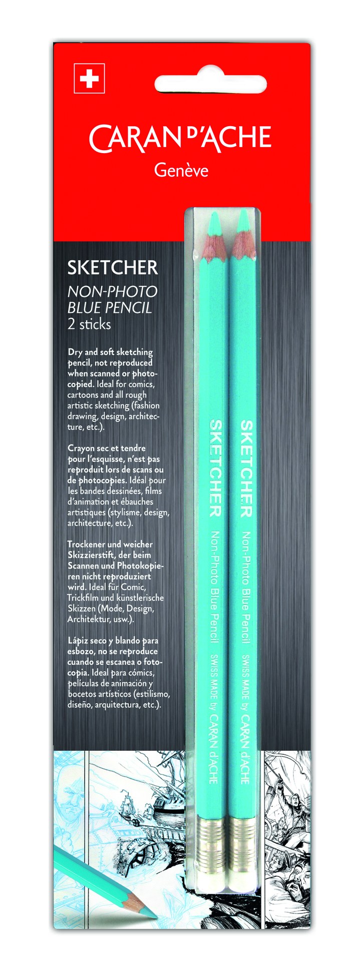 Sketcher non-Photo blue pencil - blister pack 2 pcs.(box of 10-2 packs)