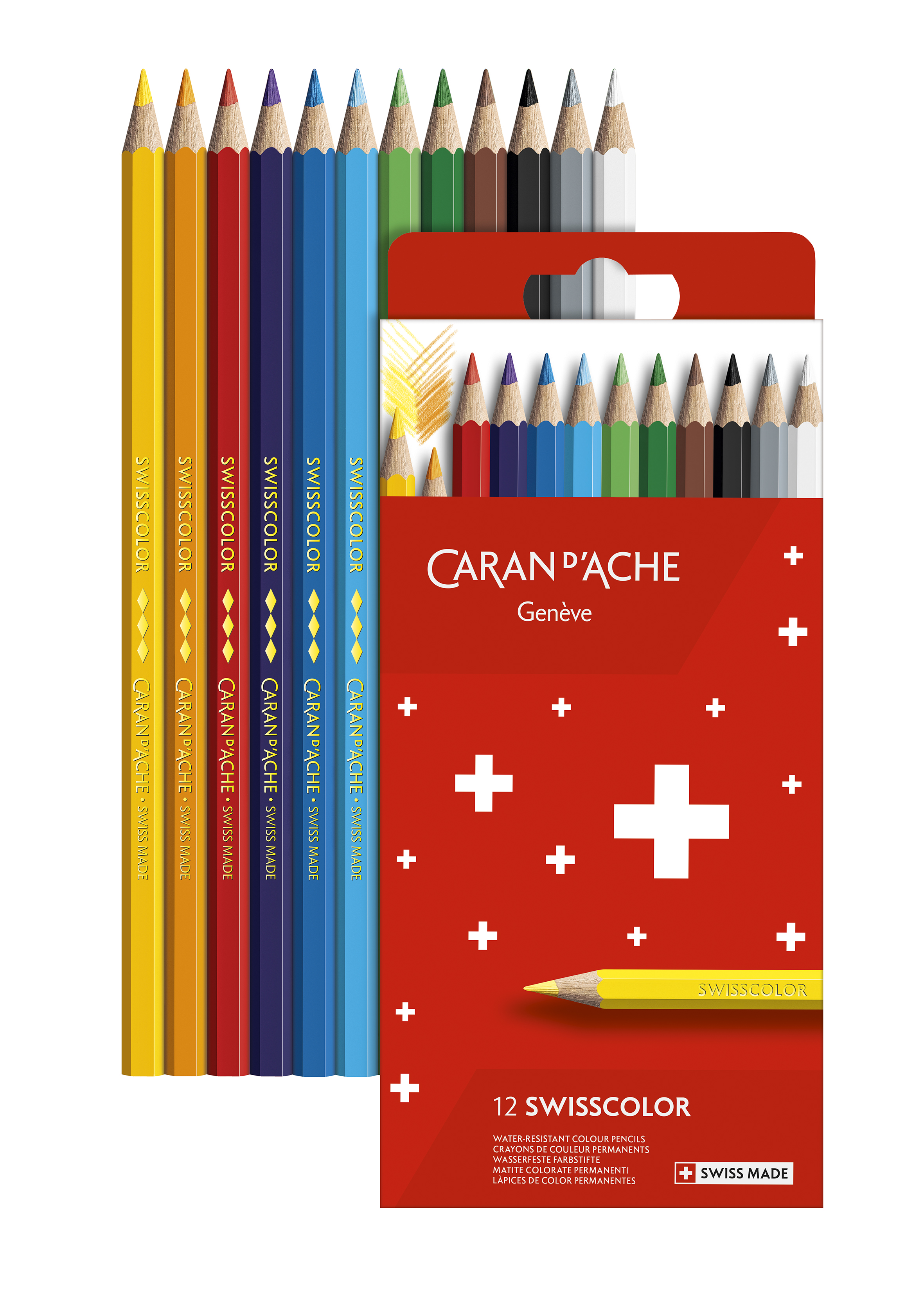 Swisscolor Permanent  assorted colored pencils-cardboard box 12