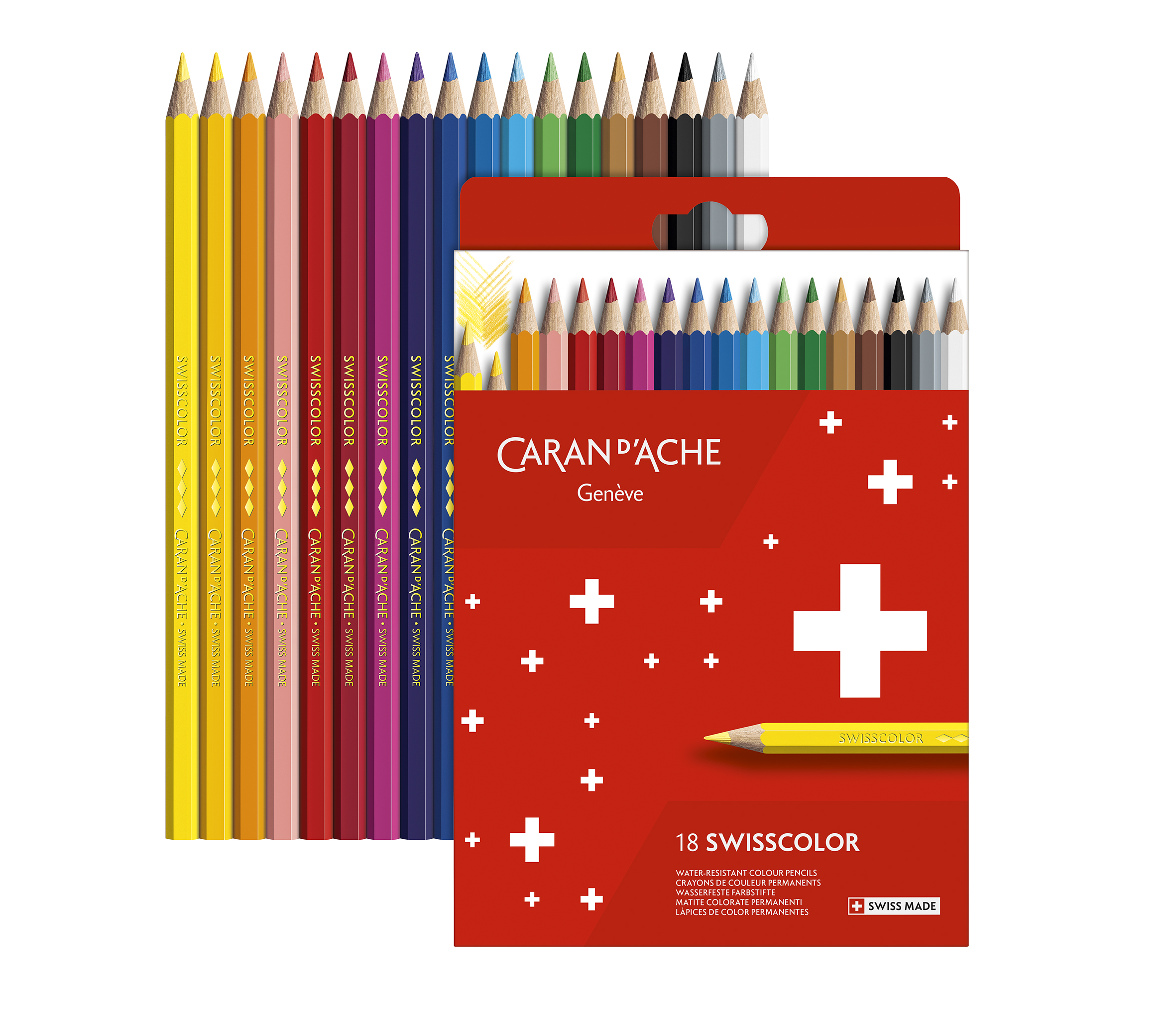 Swisscolor Permanent  assorted colored pencils-cardboard box 18