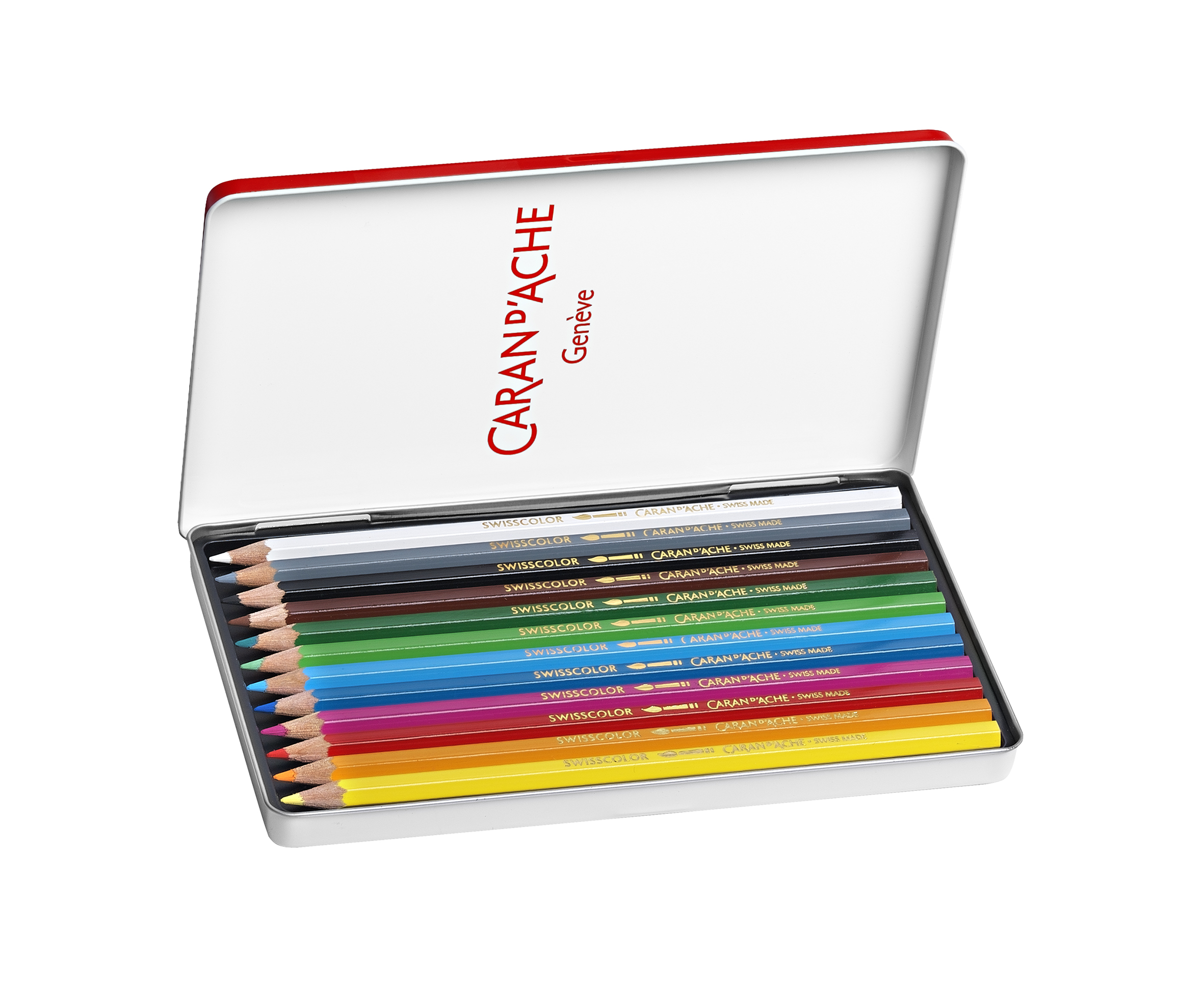 Swisscolor Metal box 12 assorted colored pencils watersoluble