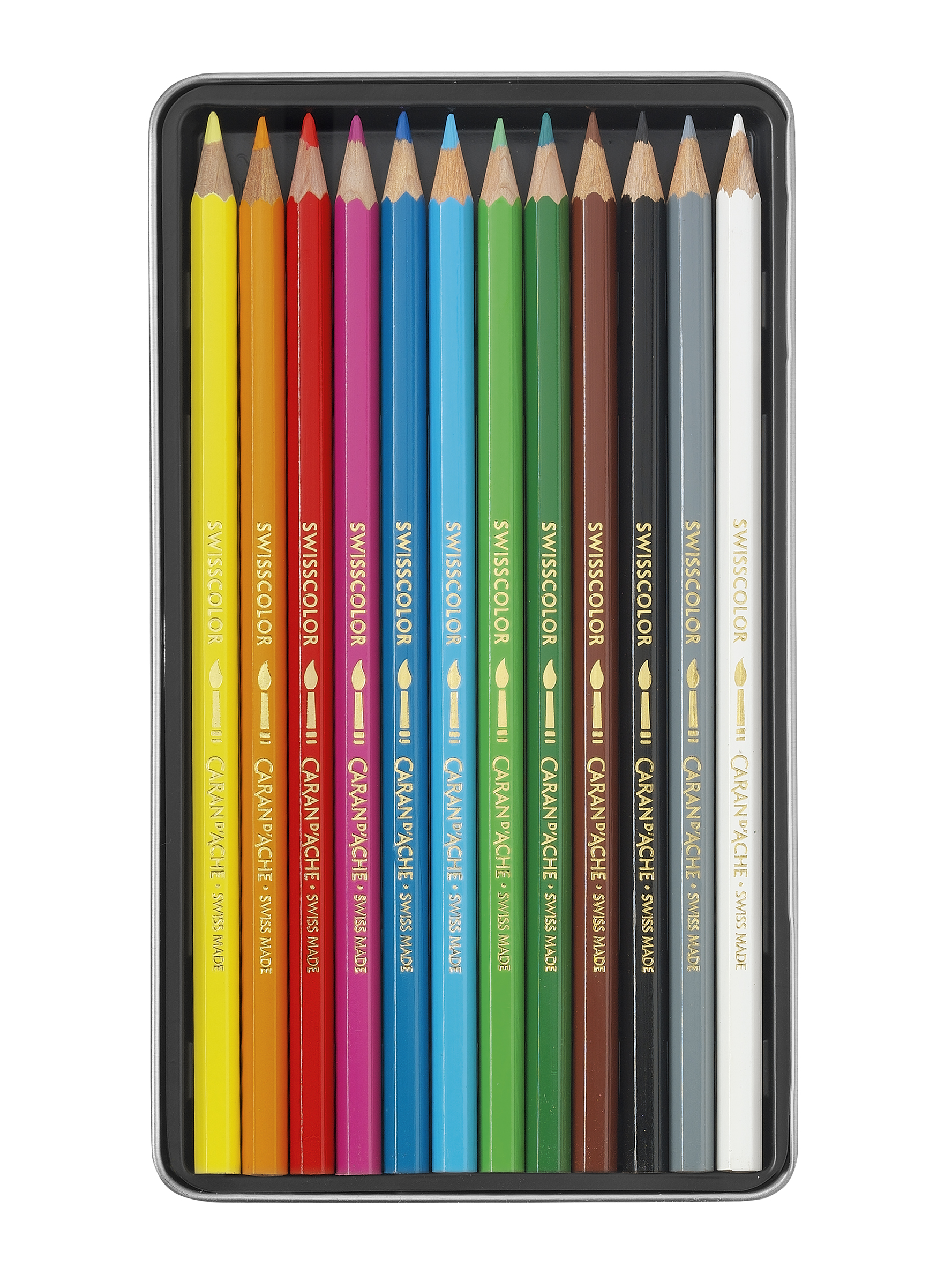 Swisscolor Metal box 12 assorted colored pencils watersoluble