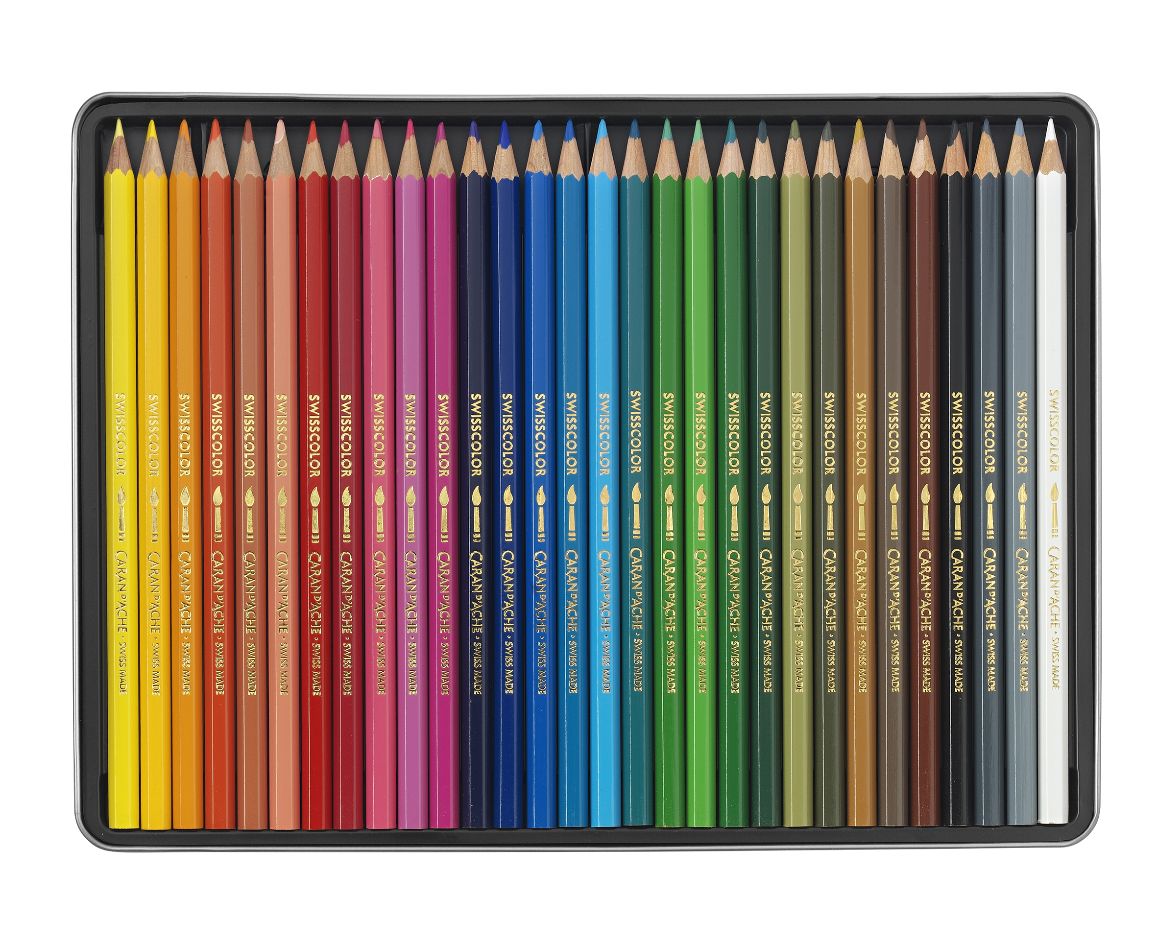 Swisscolor Metal Box 30 assorted colored pencils  watersoluble